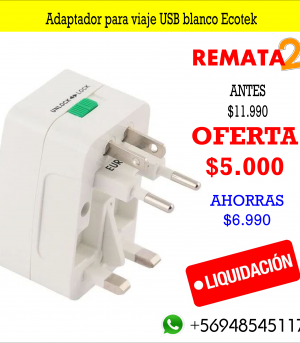 Adaptador para viaje USB blanco Ecotek