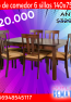 Juego de comedor 6 sillas 140x75 Café