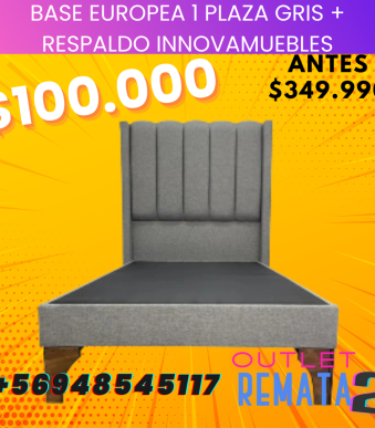 Base Europea 1 Plaza Gris + Respaldo Innovamuebles