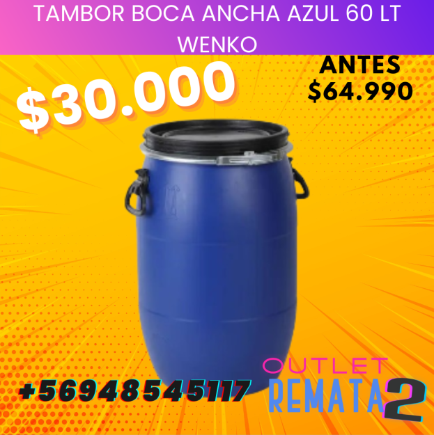 Tambor boca ancha azul 60 lt wenko