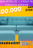Sofa New Retro 3C + 2 Pouf Felpa 05 Turquesa BODEVIR