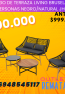 Juego de Terraza Living Bruselas 4 Personas Negro-Natural JHC
