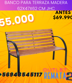 Banco para Terraza Madera 62x47x62 cm JHC