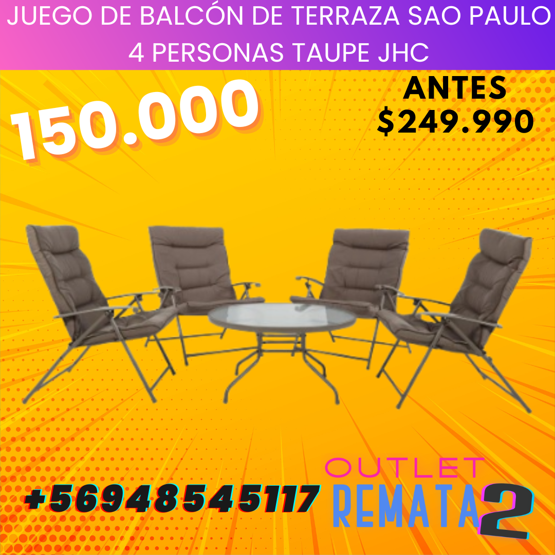 Juego de Balcón de Terraza Sao Paulo 4 Personas Taupe JHC