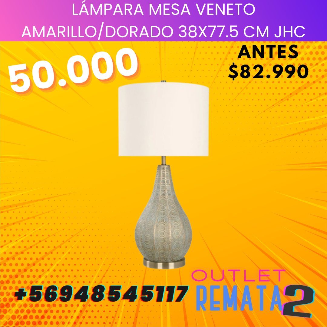Lámpara Mesa Veneto Amarillo Dorado 38x77.5 cm