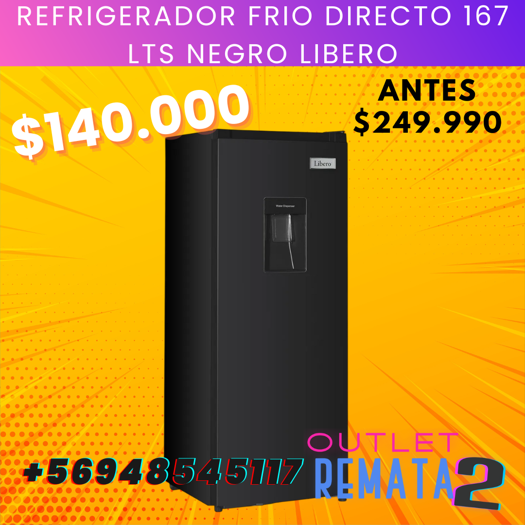 REFRIGERADOR FRIO DIRECTO 167 LTS NEGRO LIBERO