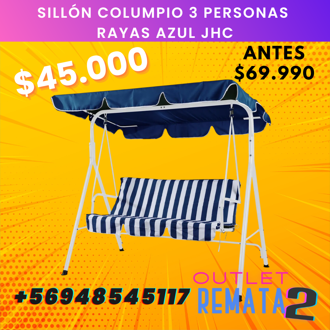 Sillón columpio 3 personas rayas azul jhc