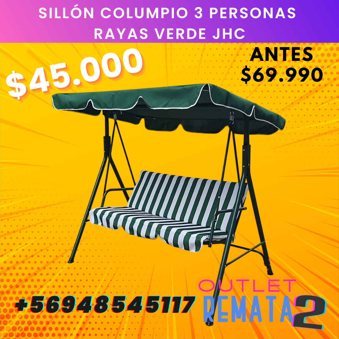 Sillón columpio 3 personas rayas verde jhc