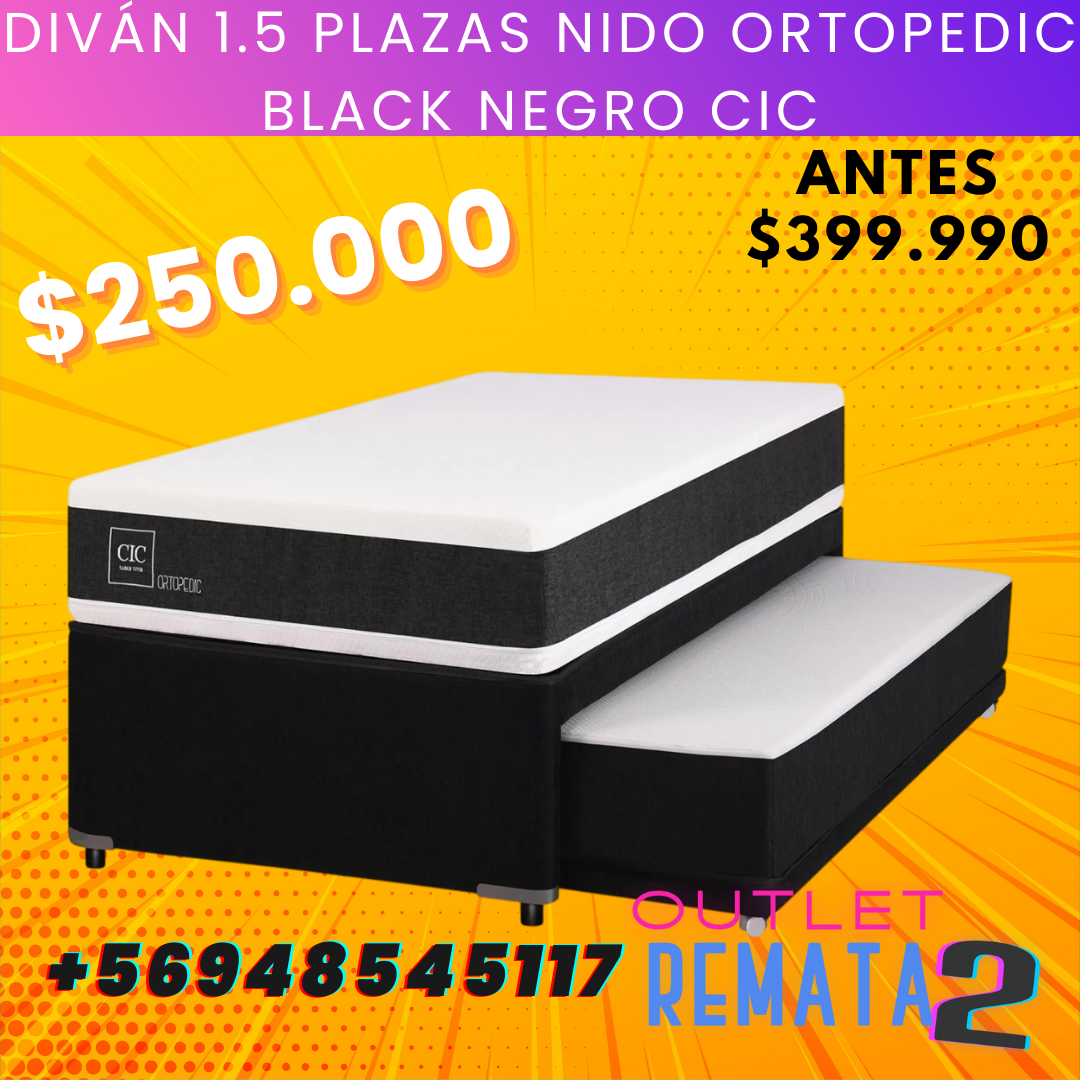 Diván 1.5 plazas Nido Ortopedic Black Negro CIC