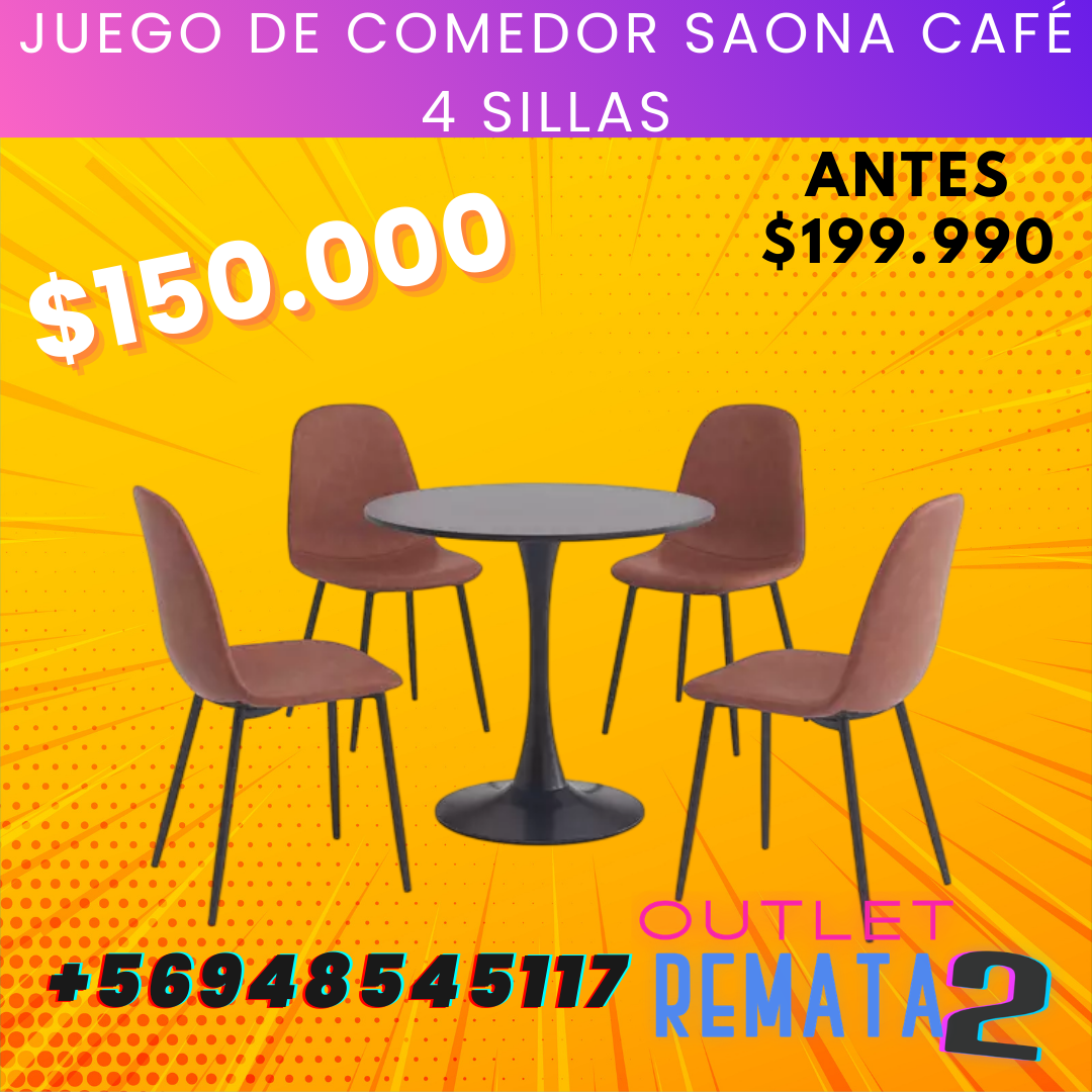 Juego de Comedor Saona Café 4 Sillas