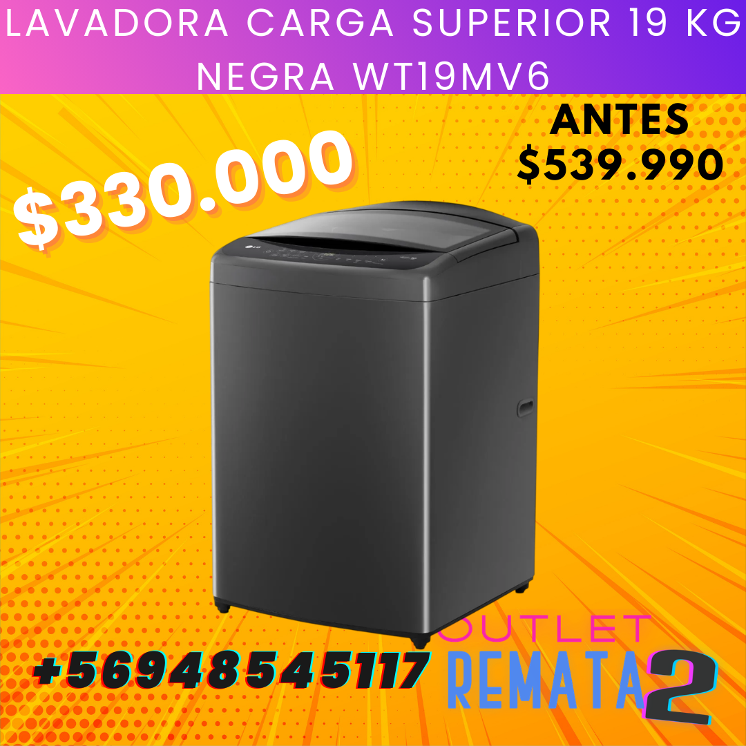 Lavadora Carga Superior 19 kg Negra WT19MV6