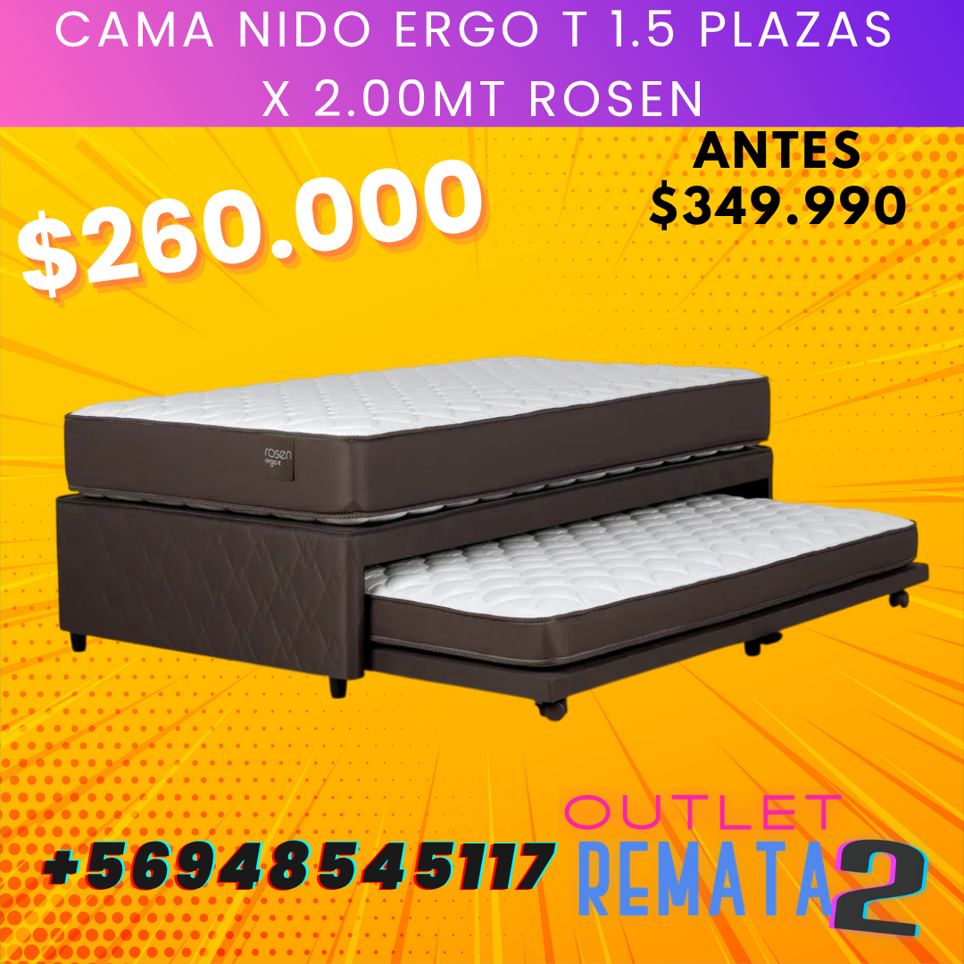 Cama Nido Ergo T 1.5 Plazas X 2.00Mt Rosen