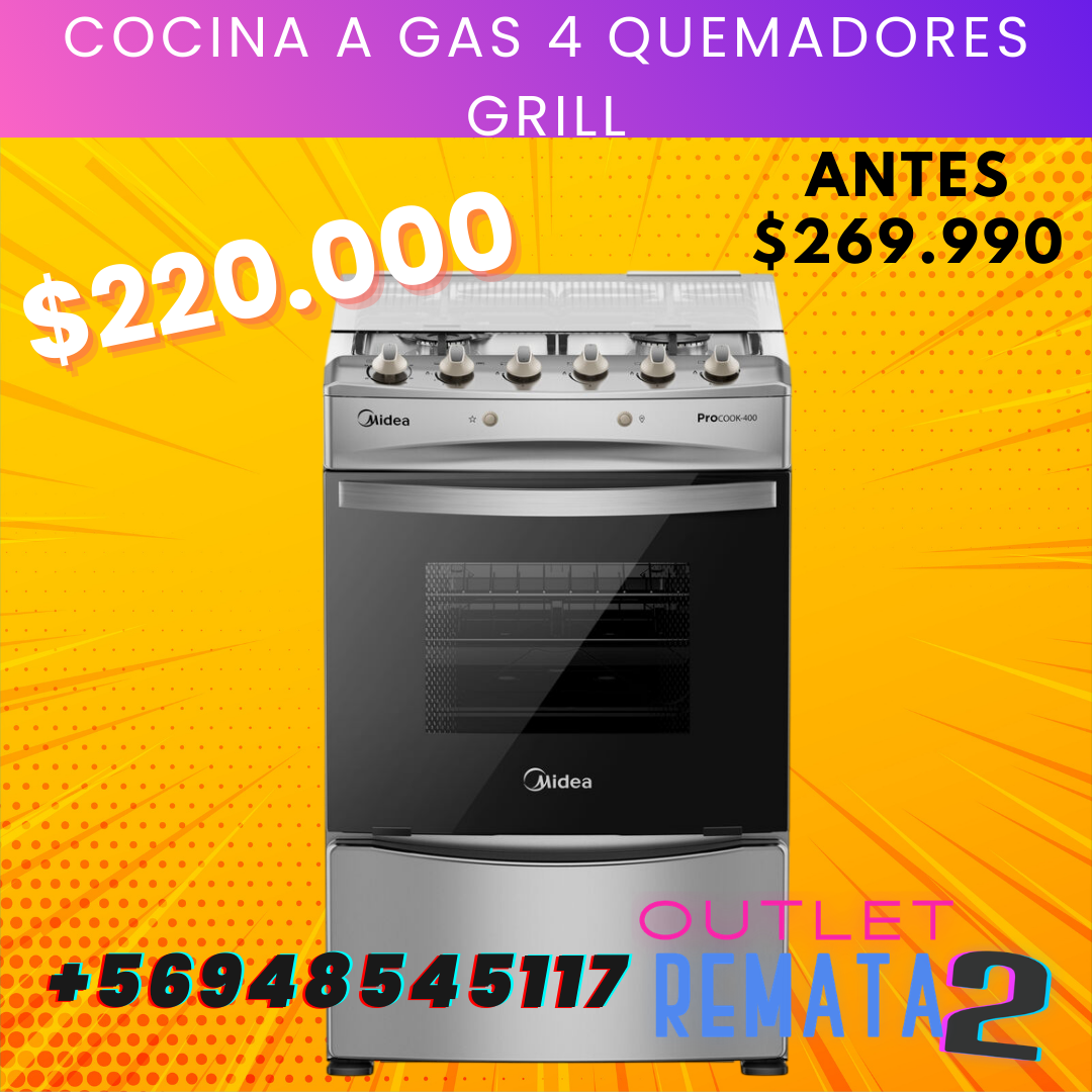 Cocina A Gas 4 Quemadores GRILL