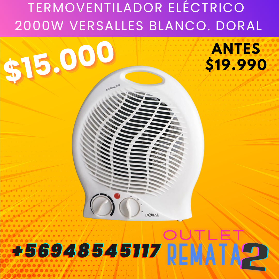 Termoventilador Eléctrico 2000 W Versalles Blanco doral