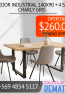 comedor industrial 140x90 + 4 sillas charly gris