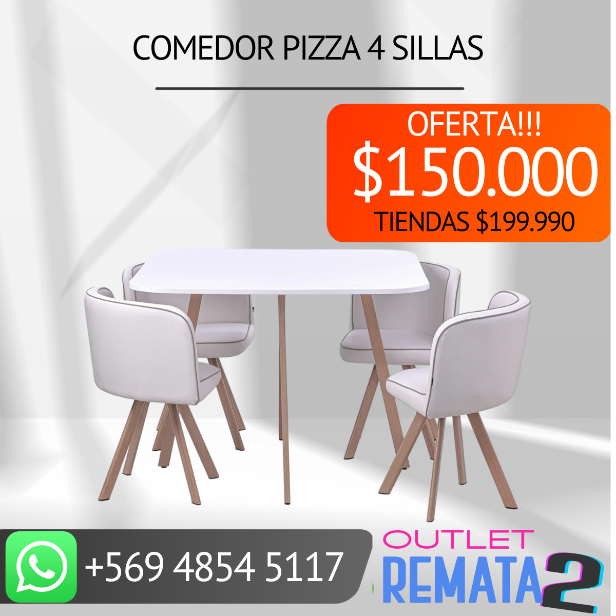 comedor pizza 4 sillas