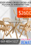comedor vidrio cross 120cm + 4 sillas plegables ambar rattan