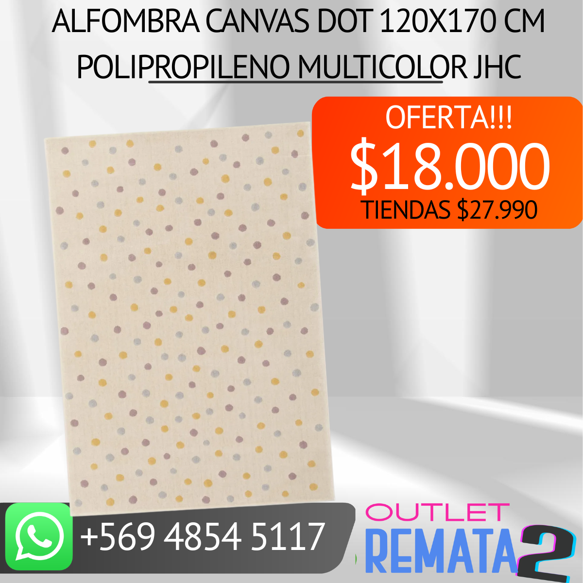 Alfombra Canvas Dot 120x170 cm Polipropileno Multicolor jhc