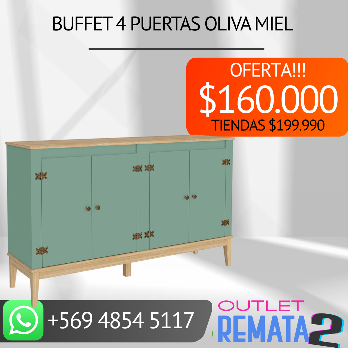 Buffet 4 puertas oliva miel