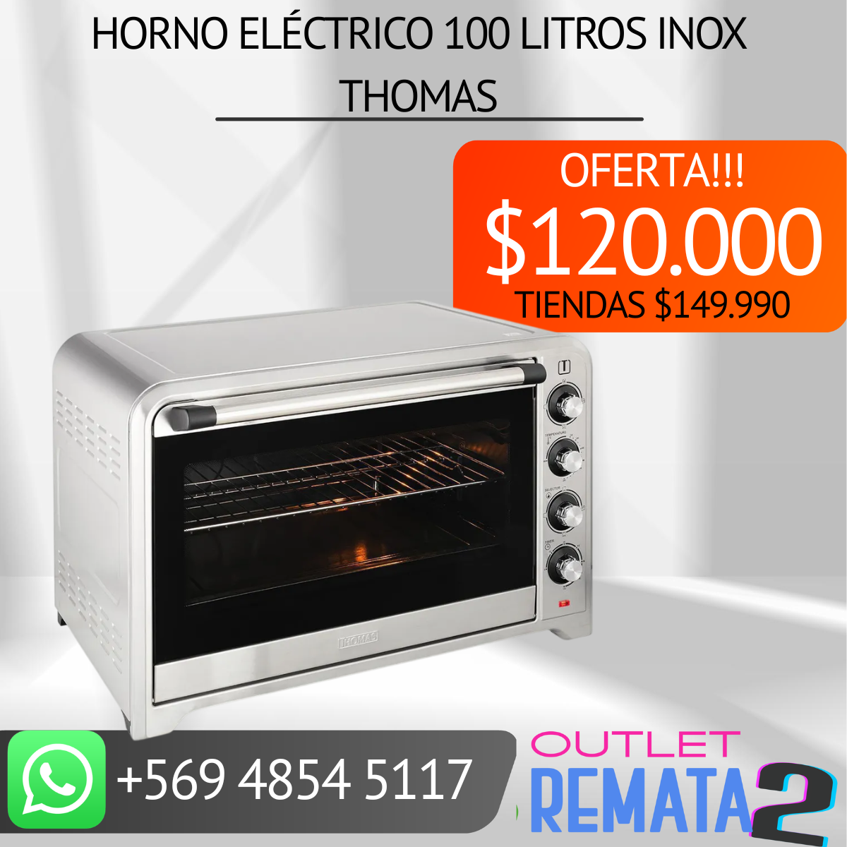 Horno eléctrico 100 litros inox THOMAS