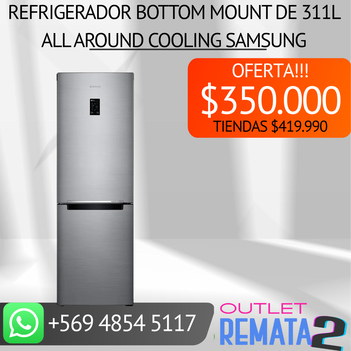 Refrigerador Bottom Mount de 311L All Around Cooling SAMSUNG