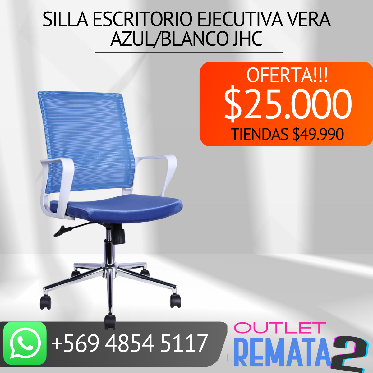 Silla Escritorio Ejecutiva Vera Azul-Blanco JHC