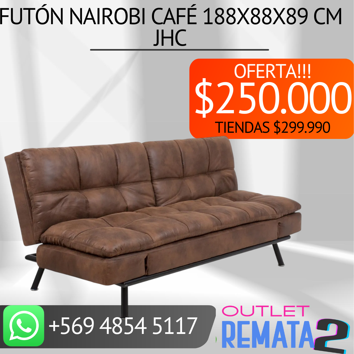 Futón Nairobi Café 188x88x89 cm JHC