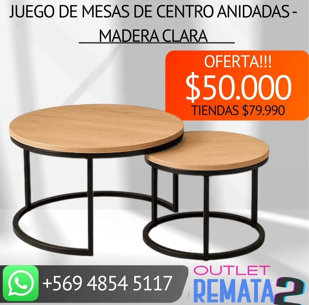 Juego de mesas de centro anidadas madera clara