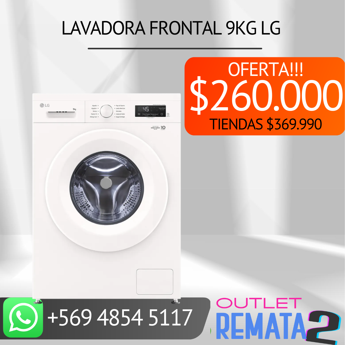 Lavadora Frontal 9Kg LG