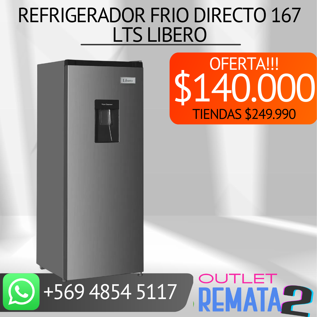 REFRIGERADOR FRIO DIRECTO 167 LTS LIBERO