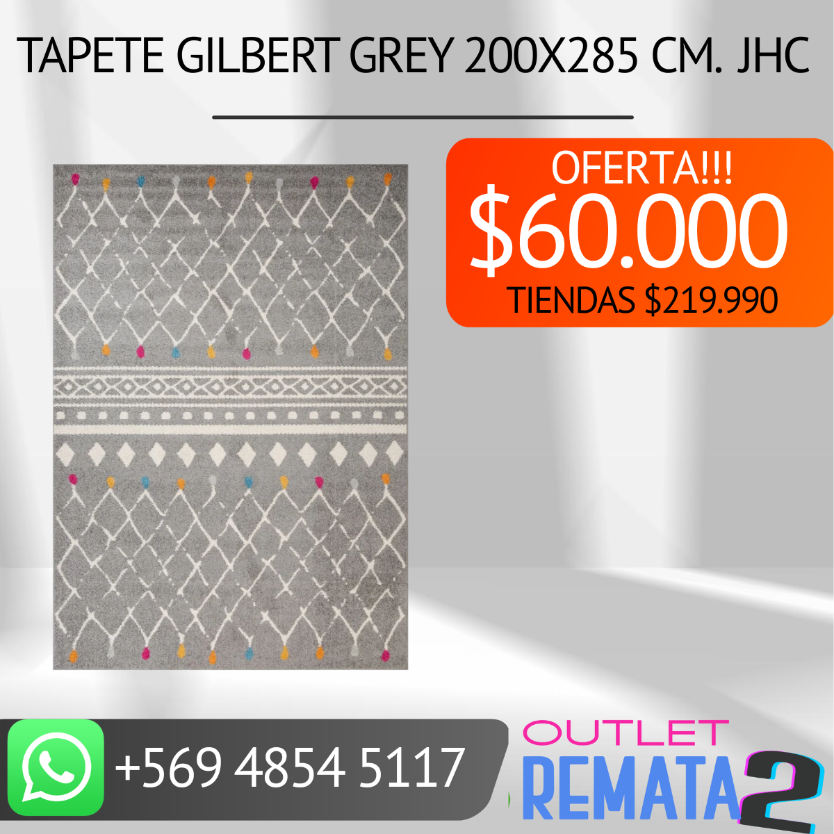 Tapete Gilbert Grey 200x285 cm JHC