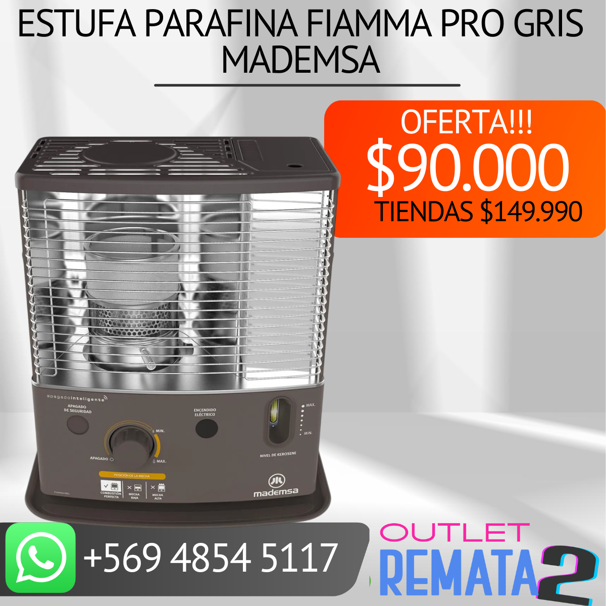 Estufa Parafina FIAMMA PRO Gris MADEMSA