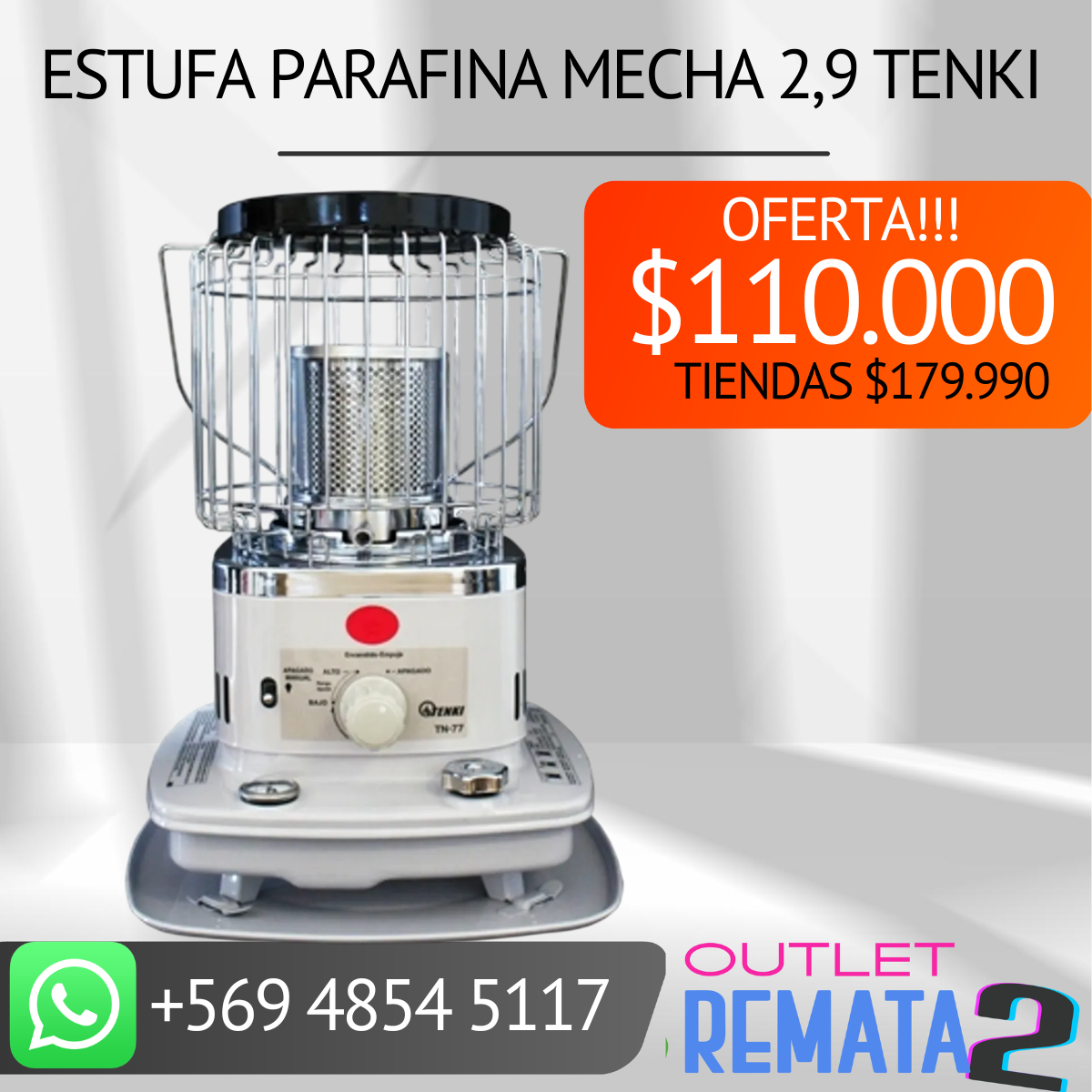 Estufa Parafina Mecha 2,9 Tenki