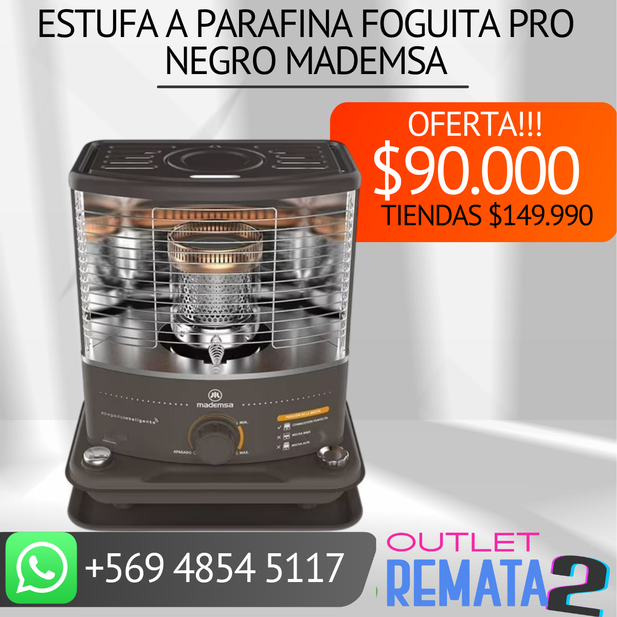 Estufa a Parafina Foguita PRO Negro MADEMSA