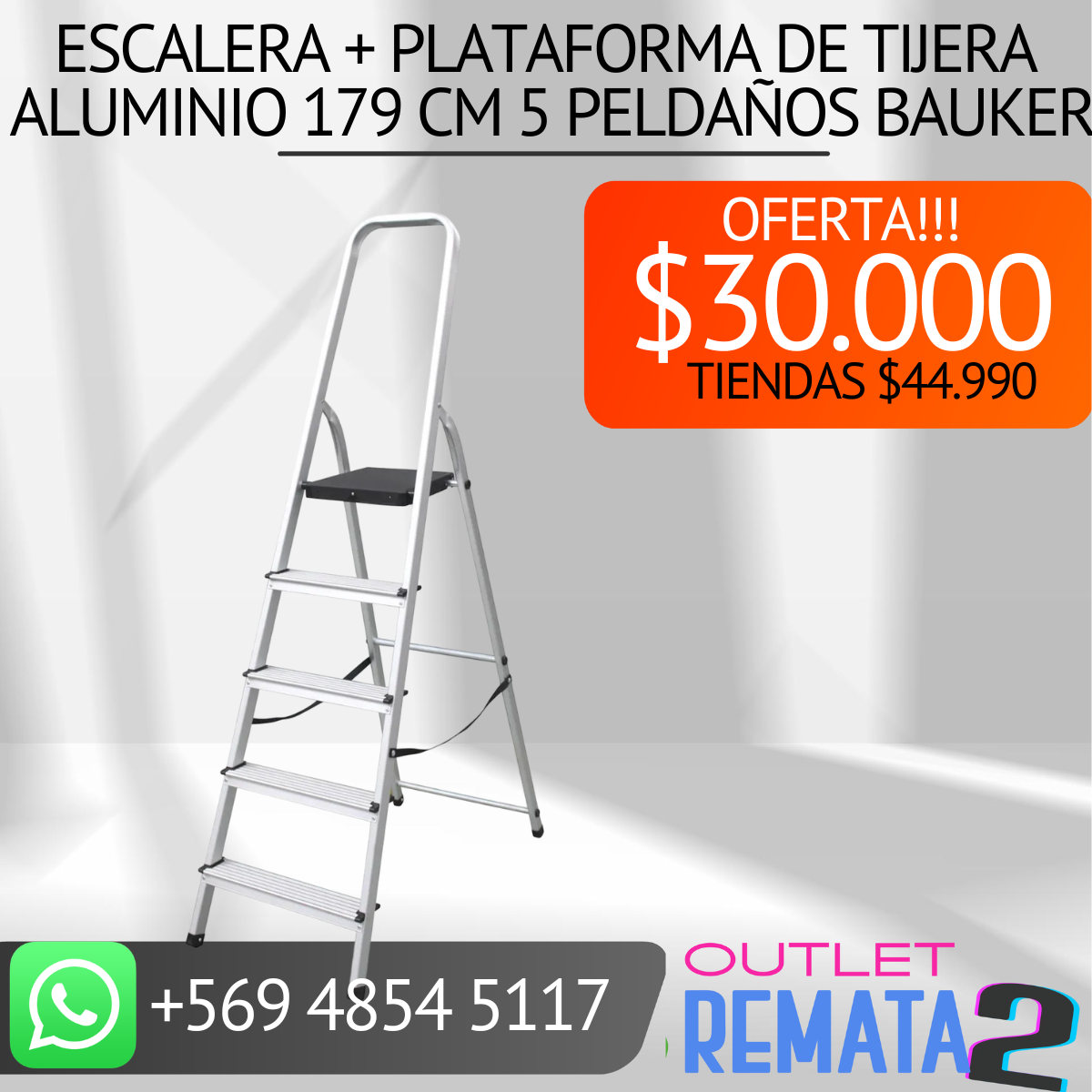 escalera plataform de tijera 5 peldaños b auker