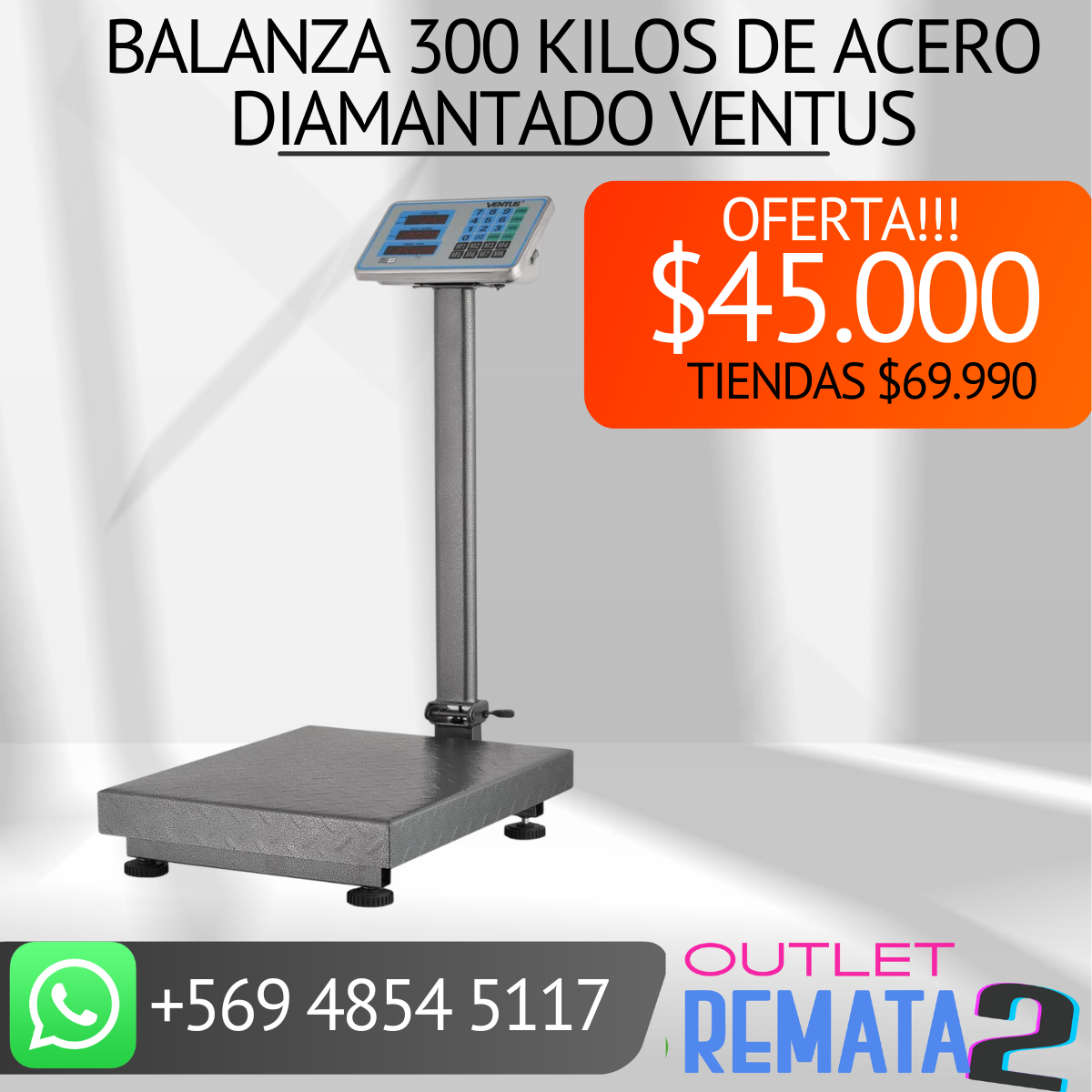 Balanza 300 kilos de acero diamantado VENTUS