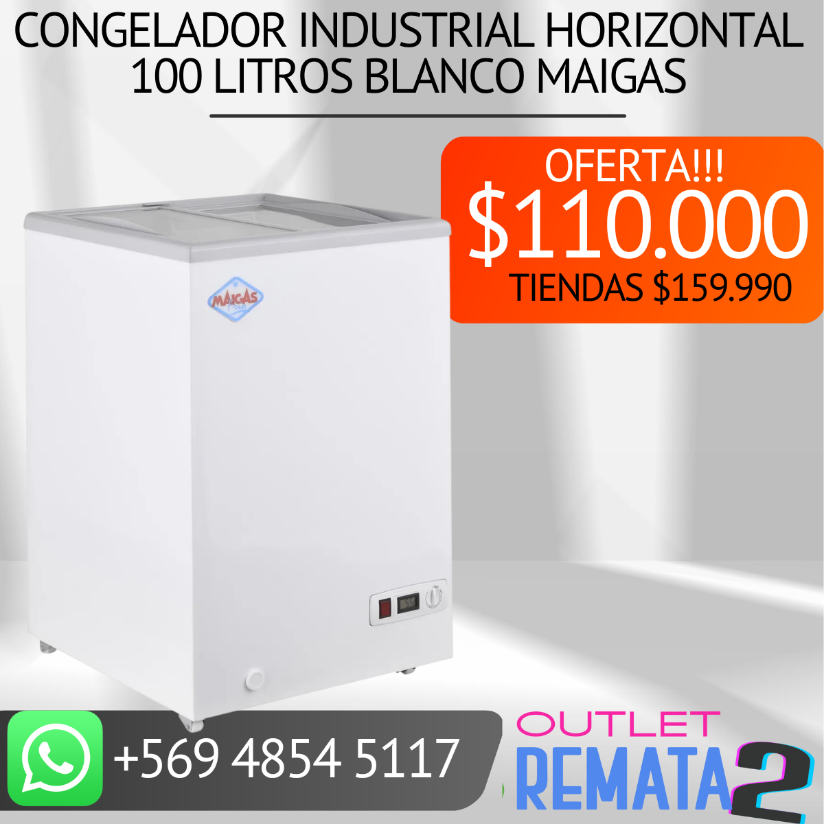Congelador Industrial Horizontal 100 Litros Blanco MAIGAS