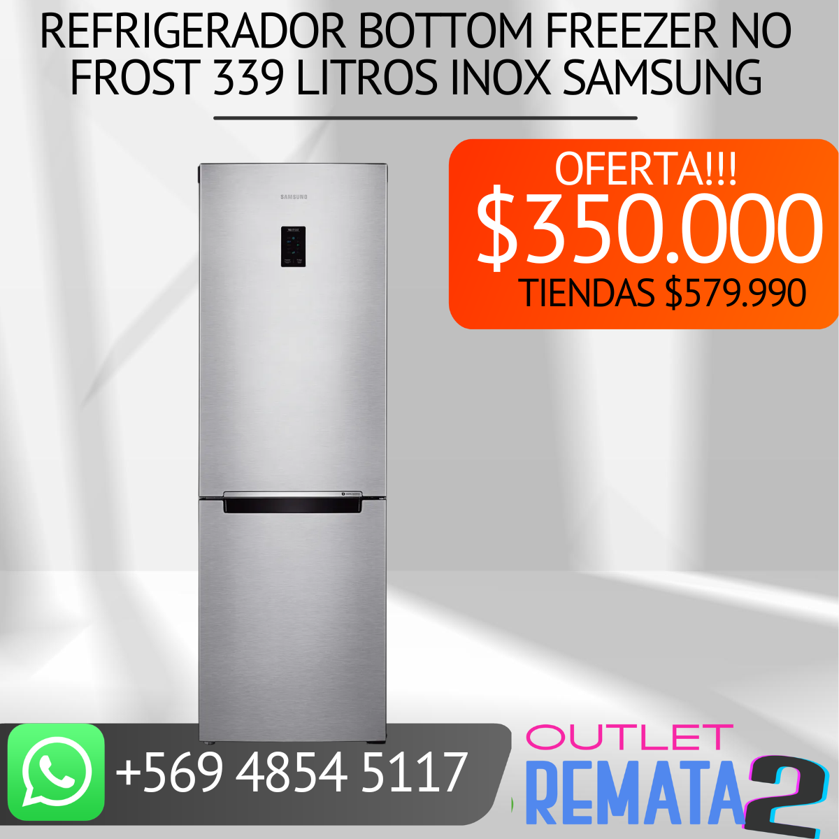 Refrigerador Bottom Freezer No Frost 339 Litros Inox SAMSUNG