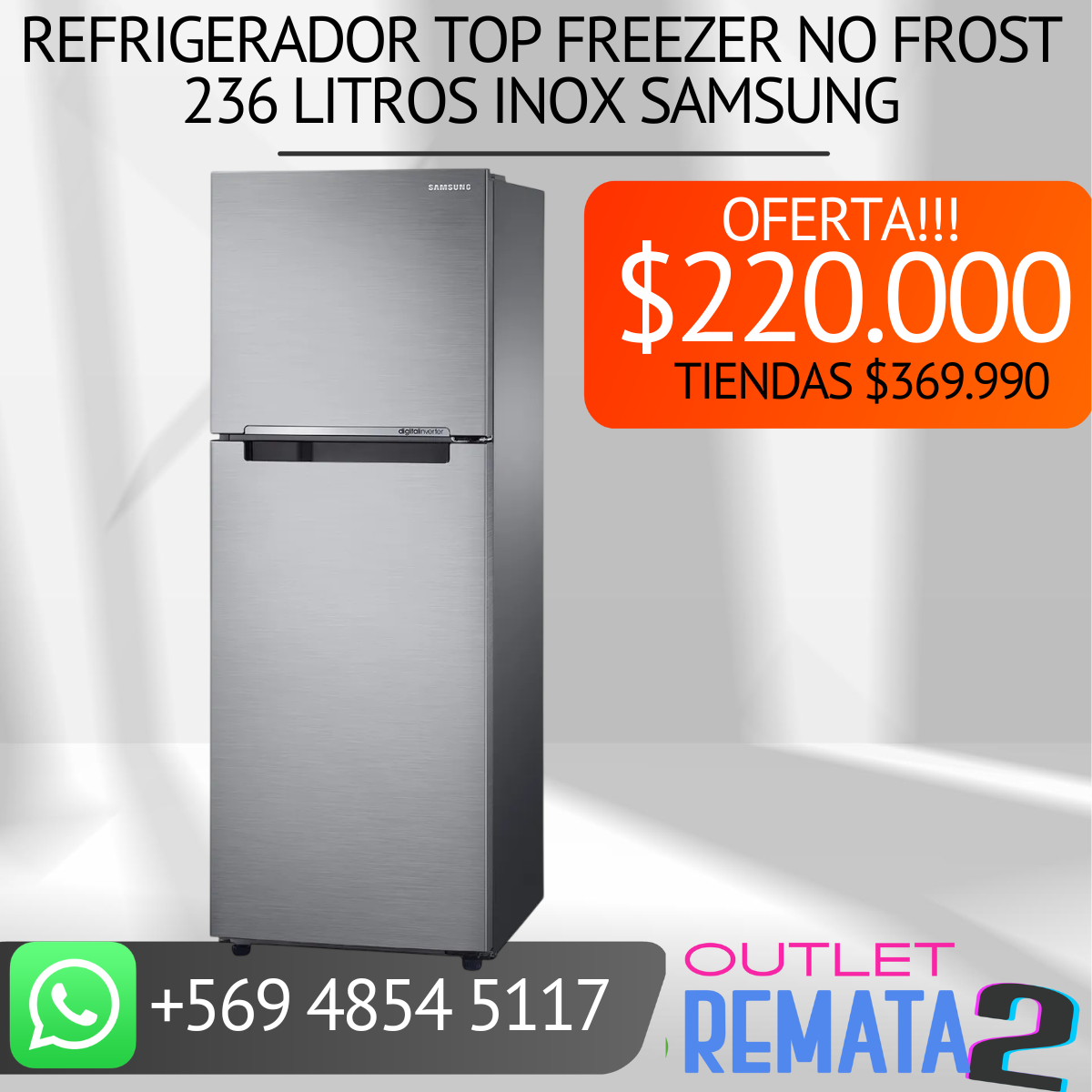 Refrigerador Top Freezer No Frost 236 Litros Inox SAMSUNG