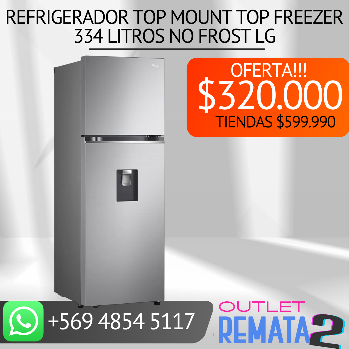 Refrigerador Top Mount Top Freezer 334 Litros No Frost LG