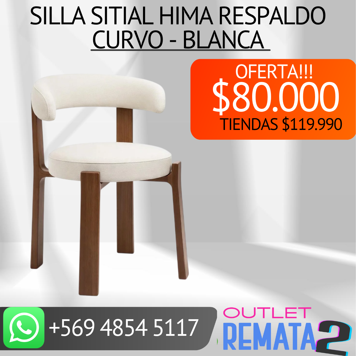 Silla Sitial Hima Respaldo Curvo - Blanca